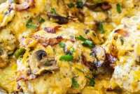 Ultimate Bacon Mushroom and Cheese Stuffed Chicken