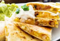 Sizzling Shrimp, Bacon and Corn Quesadillas