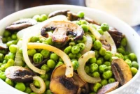 Golden Buttery Peas with Earthy Mushrooms