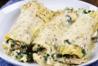 Creamy Chicken Florentine Manicotti