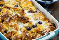 Warm Blueberry Cinnamon Roll Bake