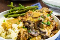 Effortless Slow Cooker Mushroom Onion Pork Chops