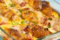 Savory Ham and Cheese Croissant Bake