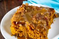 Spiced Pumpkin Streusel Cake with Brown Sugar Glaze