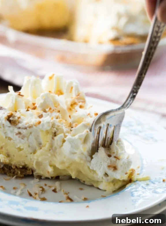 An older, stylized illustration or photo of Coconut Cream Pie, possibly from a vintage cookbook.