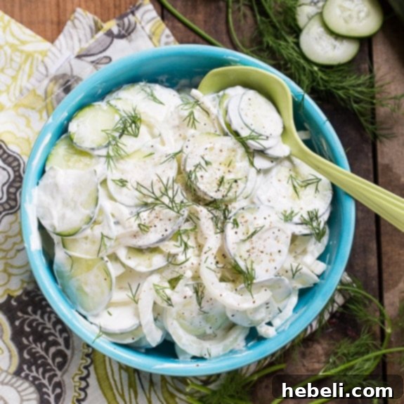 Southern Creamy Cucumbers make a light and refreshing summer side, perfect with SPLENDA® Sweeteners for a low-calorie option.