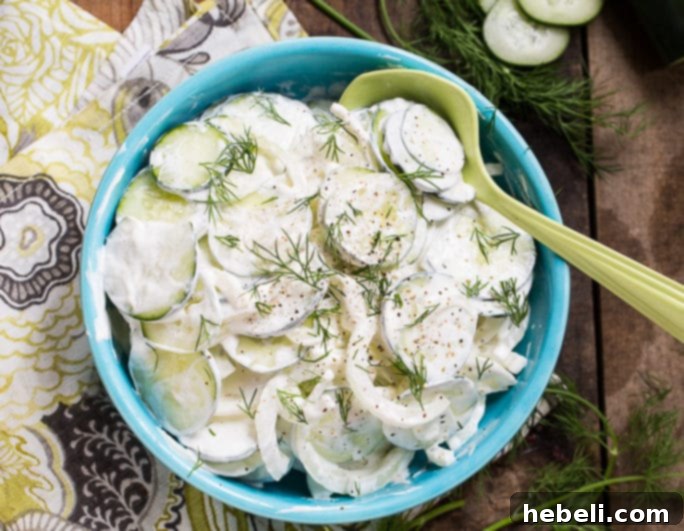 Southern Creamy Cucumbers, a beloved summer side dish, are simple to make and bursting with fresh flavors.