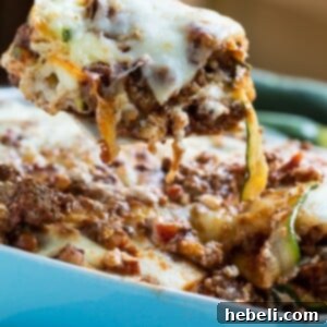 Zucchini Lasagna - a thick meat sauce and zucchini noodles make this a delicious gluten-free meal.