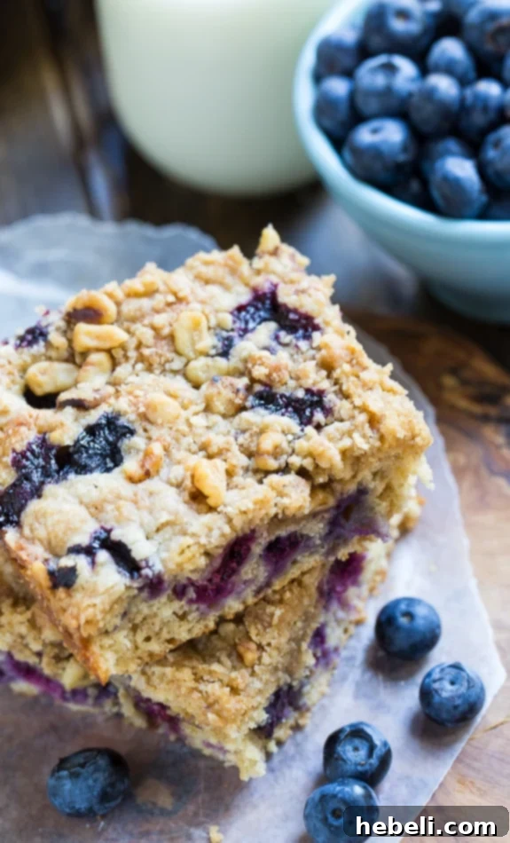 Guilt-Free Blueberry Coffee Cake 6 Another appealing view of the Lightened-Up Blueberry Coffee Cake, emphasizing its fluffy texture and golden streusel
