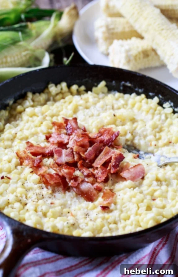 Preparing fresh corn kernels for Country-Fried Skillet Corn.