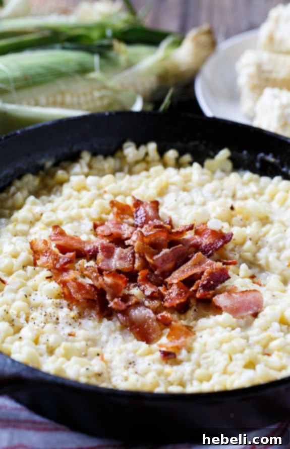 Creamy Country-Fried Corn served in a skillet.