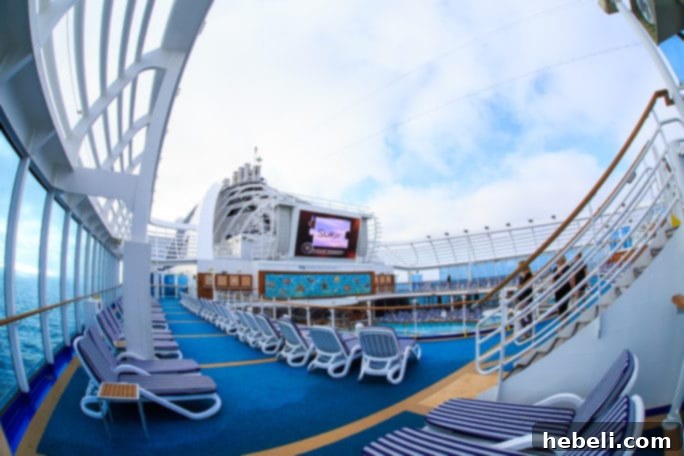 Movies Under the Stars on Ruby Princess with a large LED screen