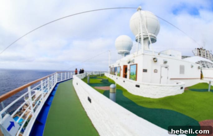 Golf putting green on the Ruby Princess cruise ship