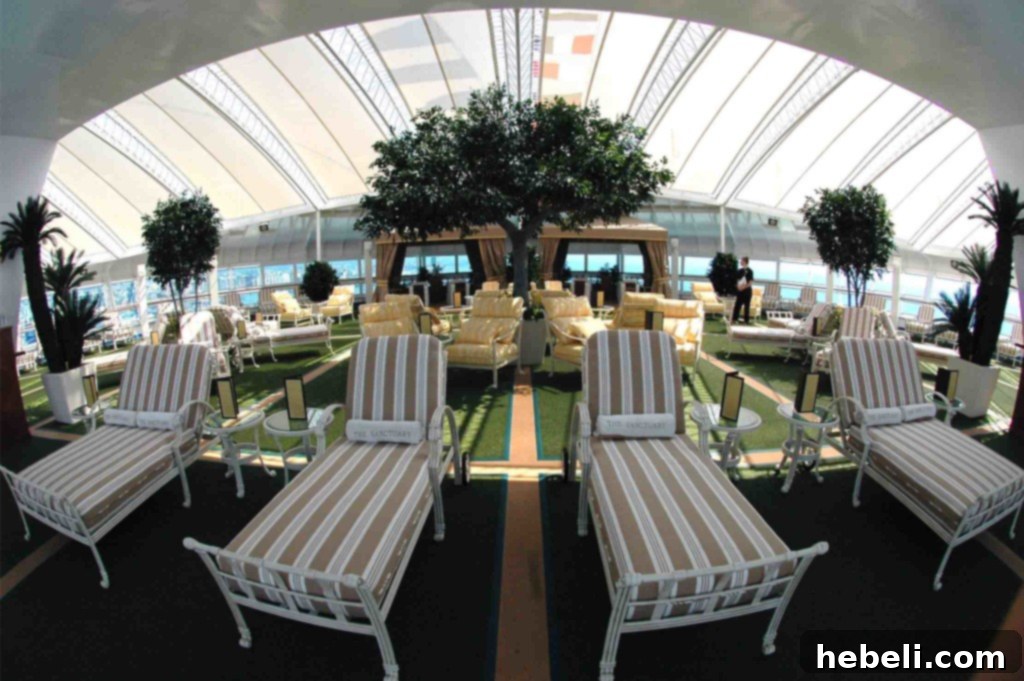 The Sanctuary relaxation area on Princess Ruby cruise ship