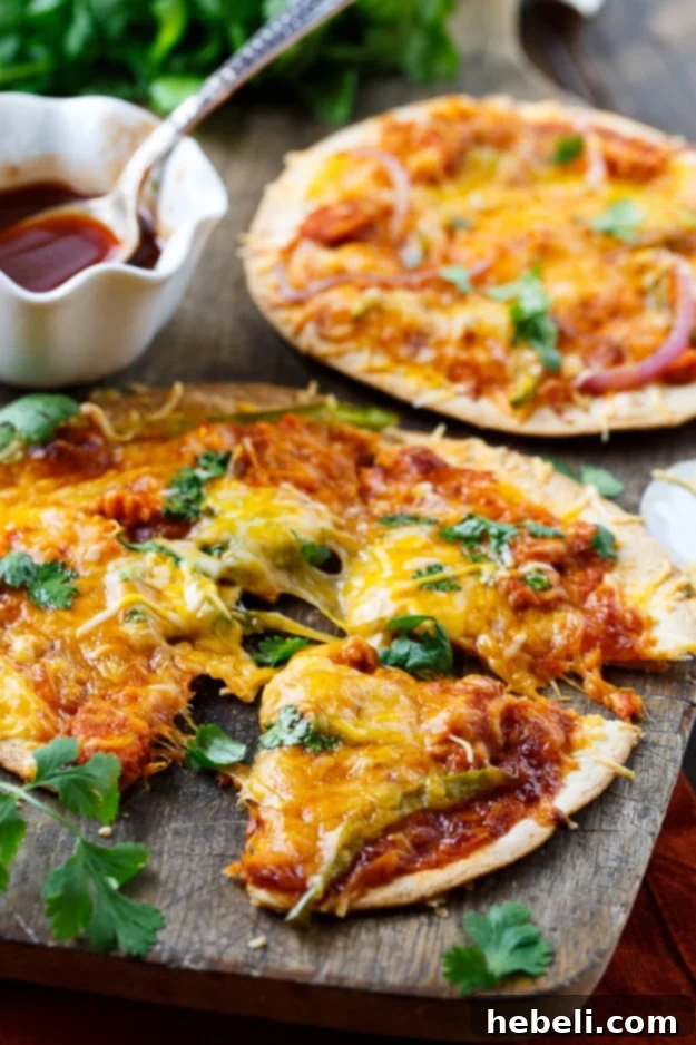 Another perspective of the delicious BBQ Salmon Tortilla Pizzas made with Chicken of the Sea Salmon