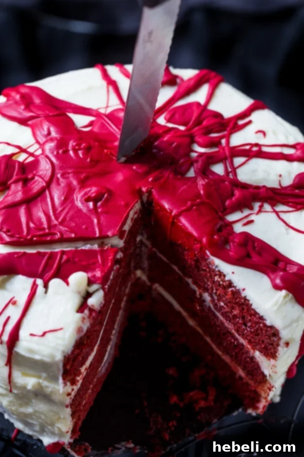 Velvet Crimson Decadence 4 Preparing a Bloody Red Velvet Cake for Halloween.