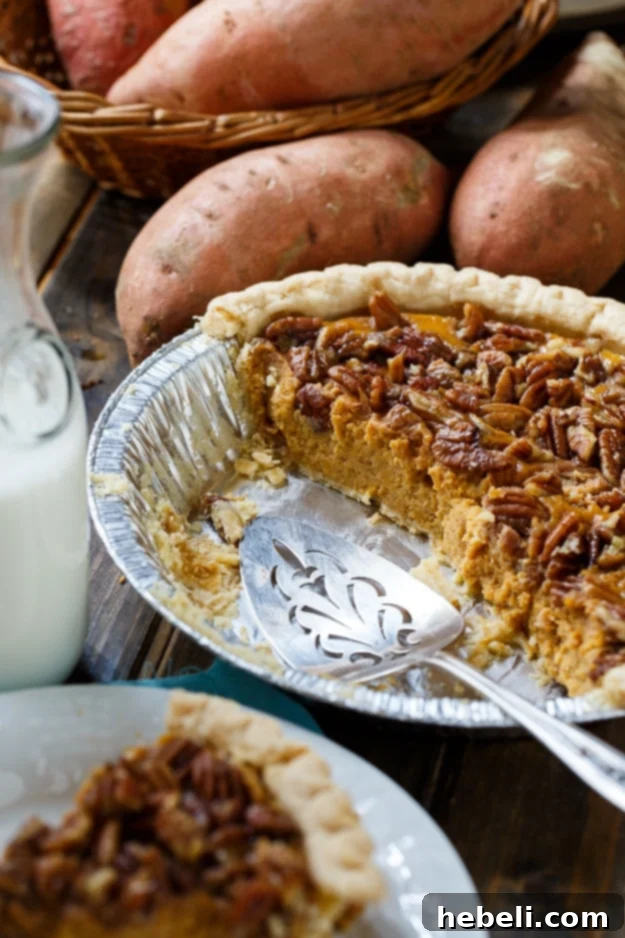 Creamy Sweet Potato Pie with Crunchy Pecan Topping