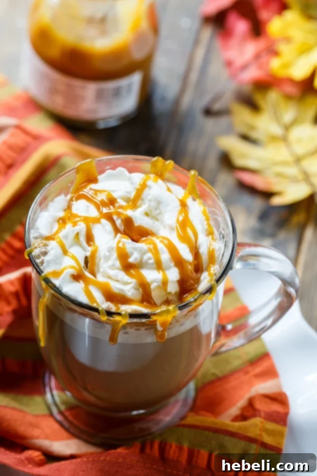 Caramel Sea Salt Latte 3 A beautiful close-up of a Salted Caramel Latte, showcasing its rich, creamy texture and perfect caramel swirls on top.