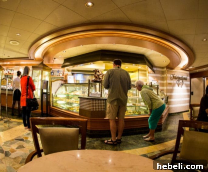 Caramel Sea Salt Latte 4 The cozy and inviting atmosphere inside the International Cafe on the Ruby Princess cruise ship, a perfect spot for relaxation.