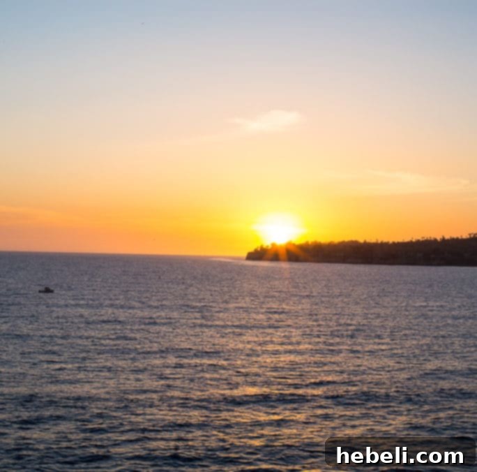 Caramel Sea Salt Latte 5 A stunning panoramic view of a vibrant sunset over the vast ocean, captured from the deck of the Ruby Princess cruise ship.