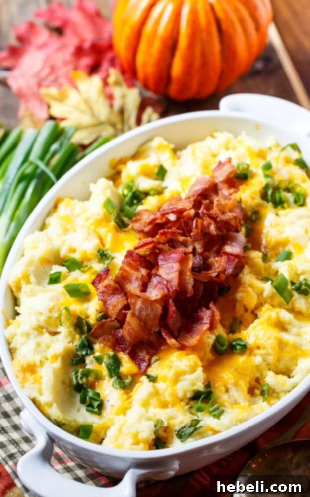 Loaded Mashed Potato Casserole made with Challenge Butter.