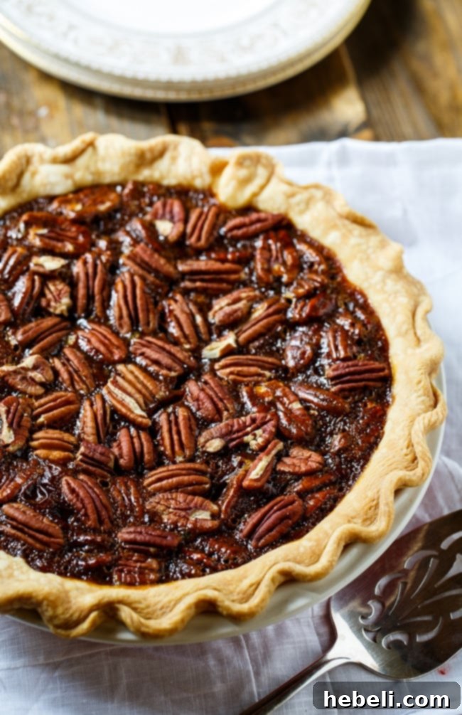 Sweet and Salty Pecan Perfection 3 A close-up of a slice of Paula Deen's Salted Caramel Pecan Pie, showcasing its golden crust, rich caramel, and abundant pecans, ideal for holiday gatherings.