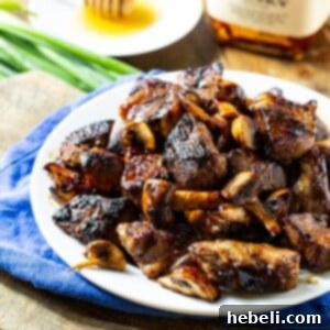 Honey Bourbon Steak Tips on a plate.