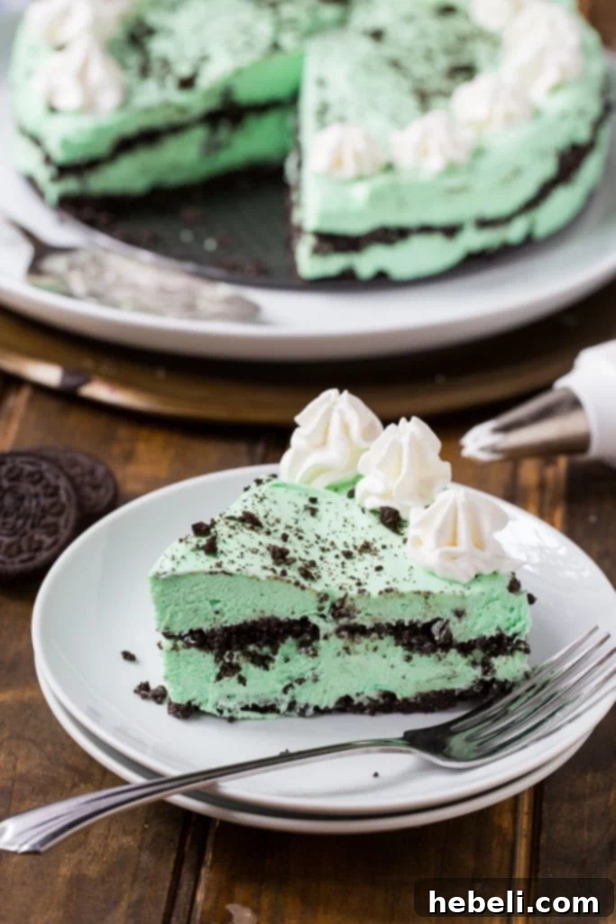 No-Bake Grasshopper Cheesecake being assembled in a 9-inch springform pan
