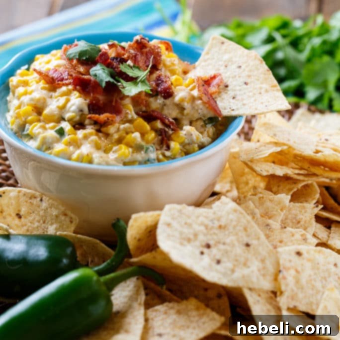 Cheesy Slow Cooker Corn Dip 2 Slow Cooker Corn Dip with tortilla chips