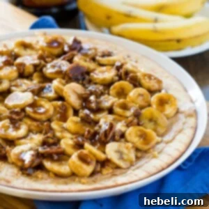 Prepared Bananas Foster Dessert Pizza ready to serve