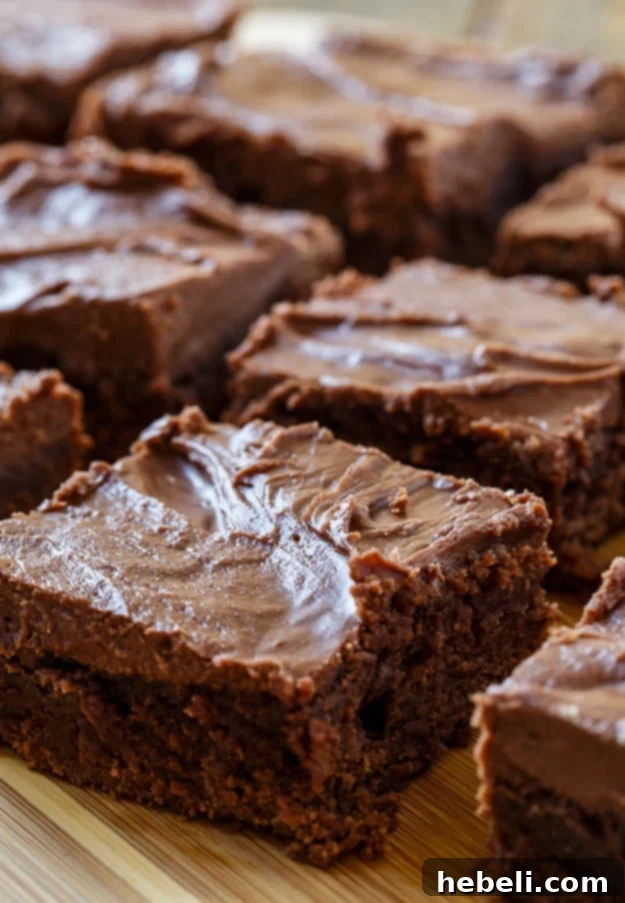 Lunch Lady Brownies sliced and on a plate