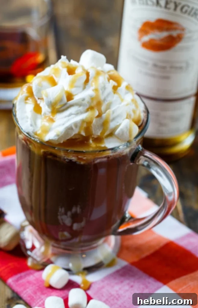 Butterscotch Whiskey Hot Chocolate- perfect for Valentine's Day.