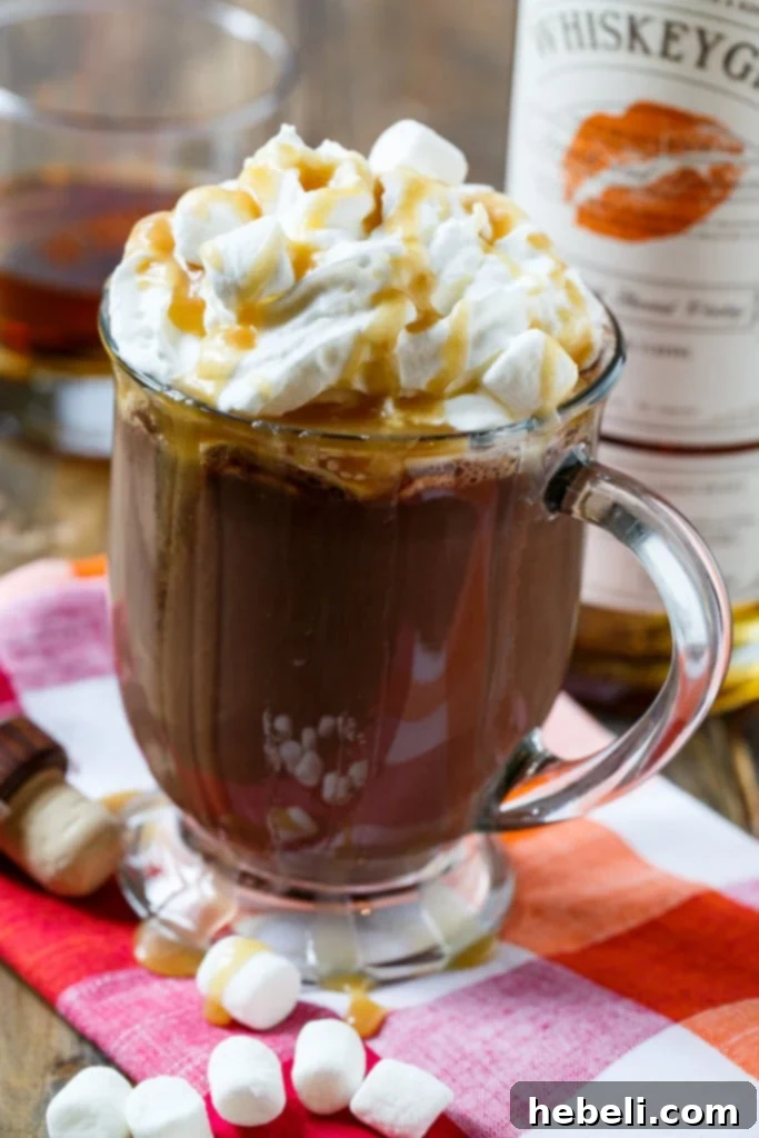 Butterscotch Whiskey Hot Chocolate- perfect for Valentine's Day.