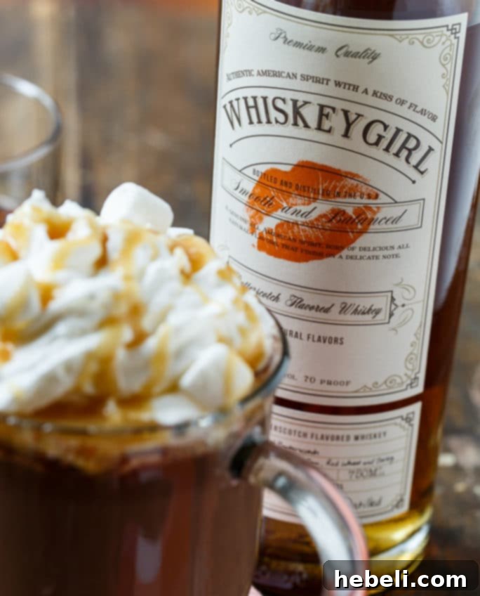 Butterscotch Whiskey Hot Chocolate- perfect for Valentine's Day.