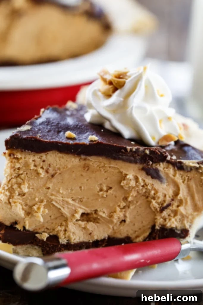Ultimate Chocolate Peanut Butter Indulgence 5 Slice of Chocolate Peanut Butter Pie ready to eat