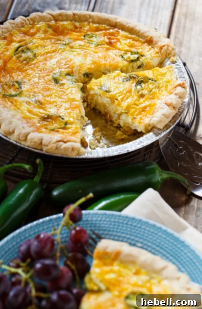 Spicy Cheesy Jalapeño Quiche 6 Jalapeno Popper Quiche with bacon and cream cheese.
