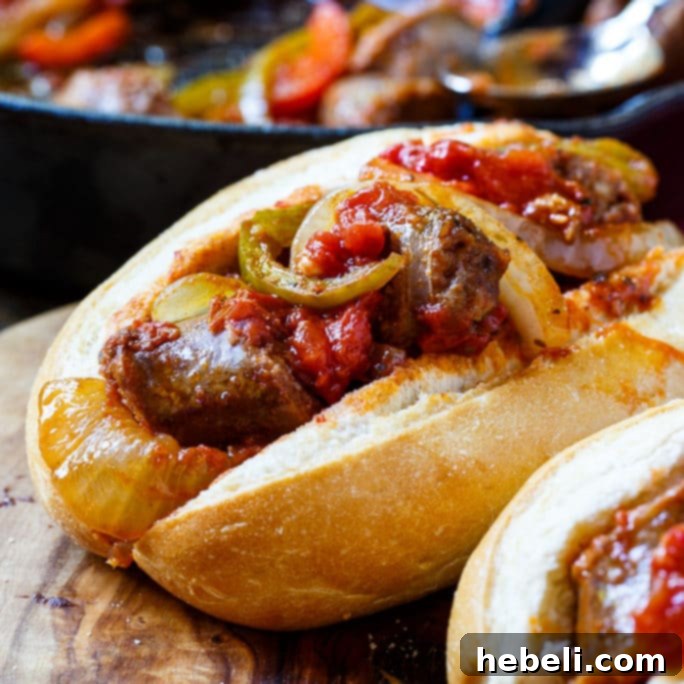 Delicious Italian Sausage and Peppers served over pasta or rice