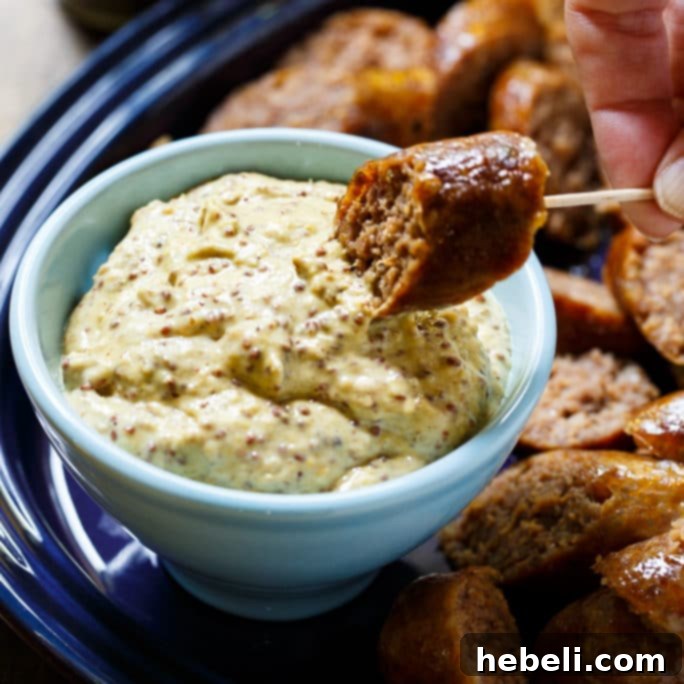 Grilled Johnsonville Sausage with Horseradish Mustard Sauce