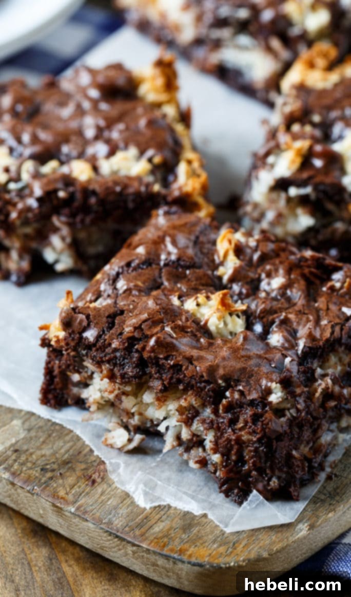 Rich and fudgy Macaroon Brownies with a sweet coconut layer