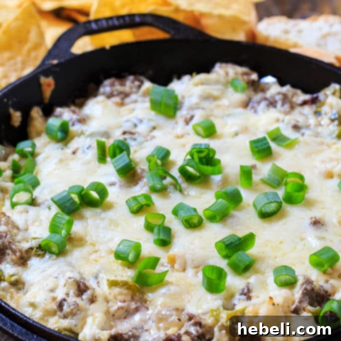 Creamy and delicious Philly Cheese Steak Dip served with bread