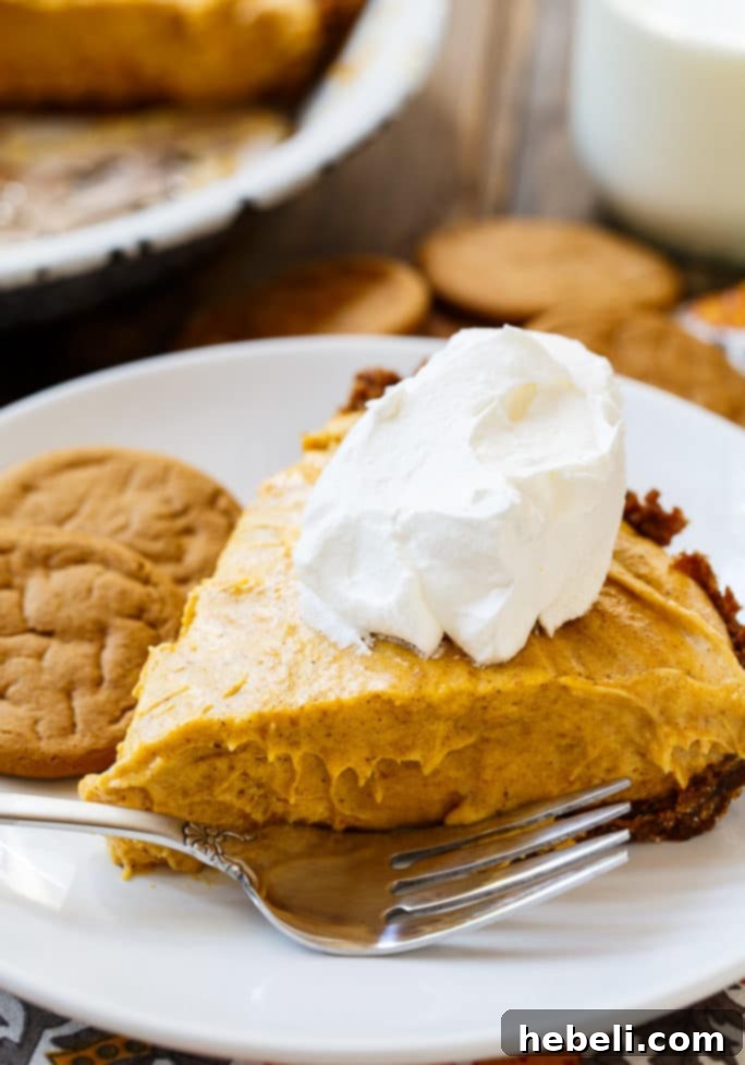 Golden Pumpkin & Mallow Bliss 5 A tempting overhead shot of the Marshmallow Pumpkin Pie, garnished with a generous swirl of whipped cream and a sprinkle of cinnamon, ready to be served.
