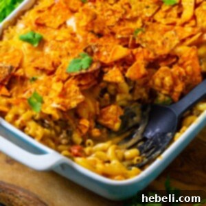 Nacho Mac and Cheese in a recipe card image.