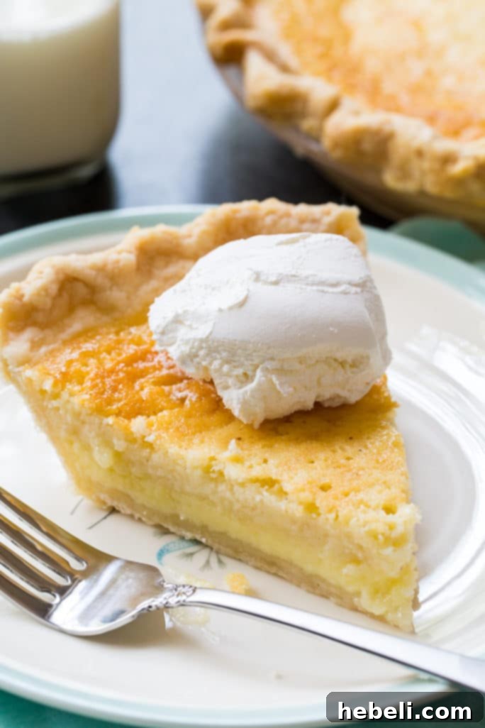 Another view of the Old-fashioned Buttermilk Pie, ready for serving