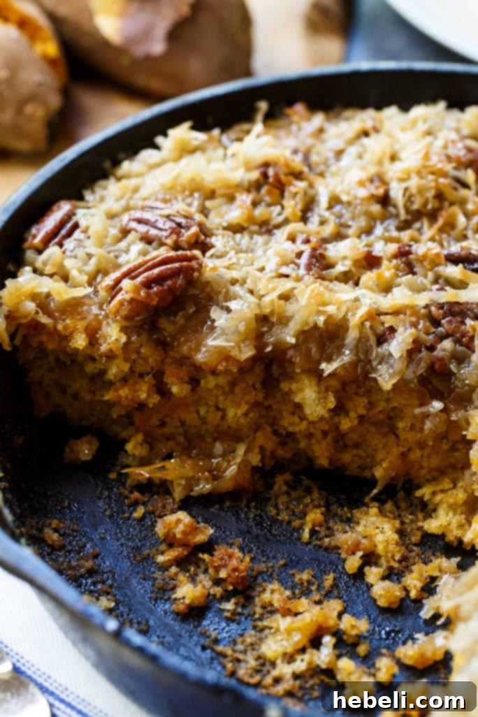 Skillet Sweet Potato Cake with Coconut Icing