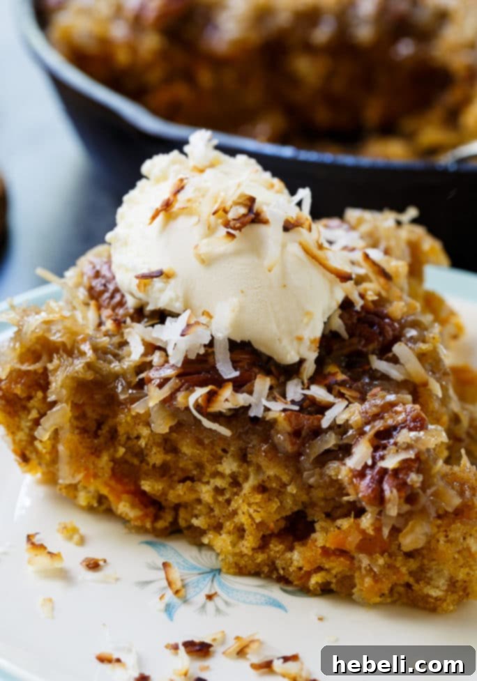 Skillet Sweet Potato Cake with Coconut Icing