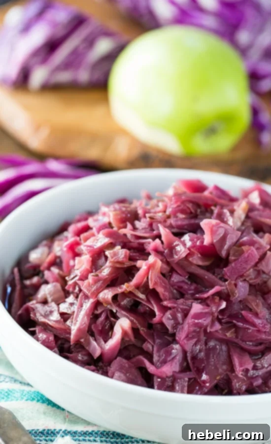Ruby Red Braised Cabbage 5 Freshly braised red cabbage in a bowl, steam rising, perfect for a cozy meal.