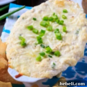 Crab Rangoon Dip, a warm and creamy appetizer