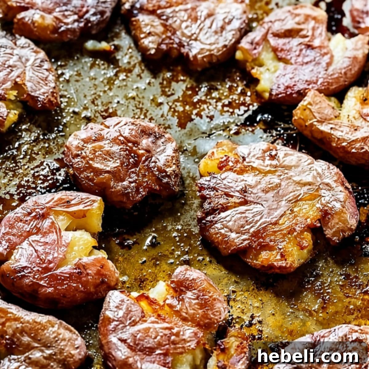 Zesty Salt & Vinegar Roasties 2 Crispy Roasted Salt and Vinegar Potatoes on a baking sheet, ready to serve.