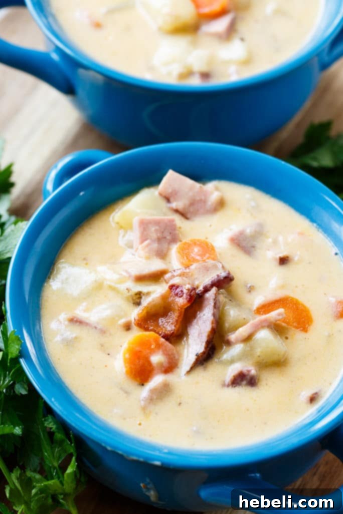 Comforting Cheesy Ham and Potato Chowder 4 Ingredients for Cheesy Ham and Potato Chowder