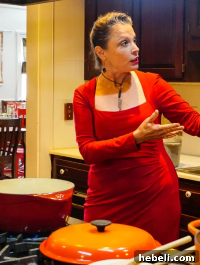 Poppy Tooker demonstrating cooking at Zatarain's